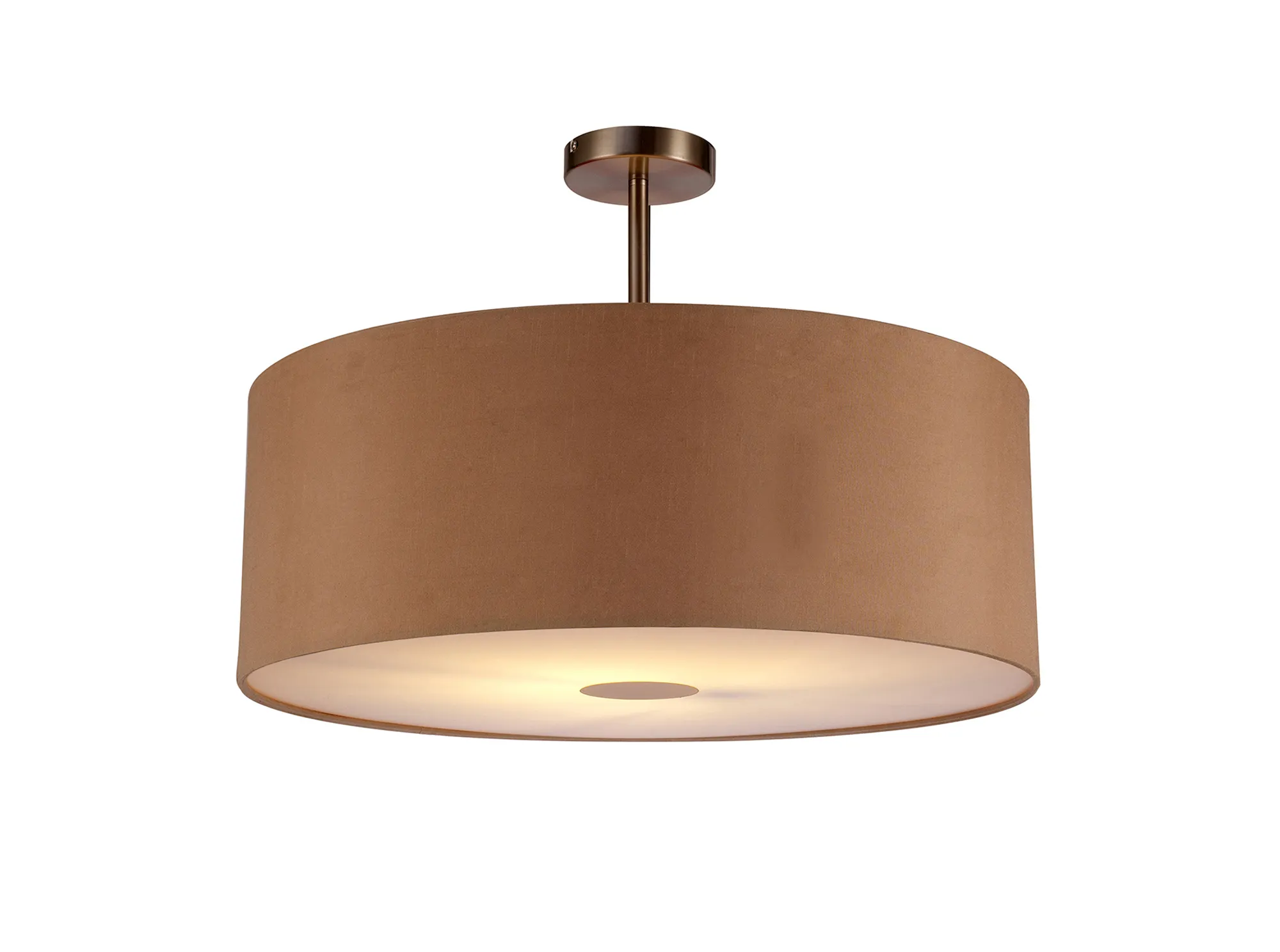 DK0276  Baymont 60cm Semi Flush 1 Light Satin Nickel, Antique Gold/Ruby, Frosted Diffuser